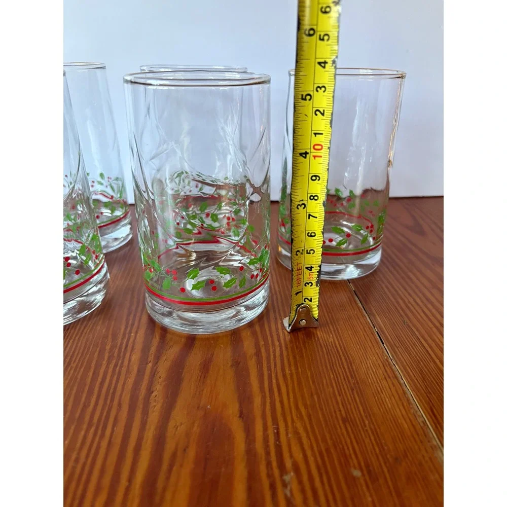 Arby's Christmas Collection Holly & Berry Tumblers Set of 4 Vintage Libbey 1990s - Picture 4 of 5